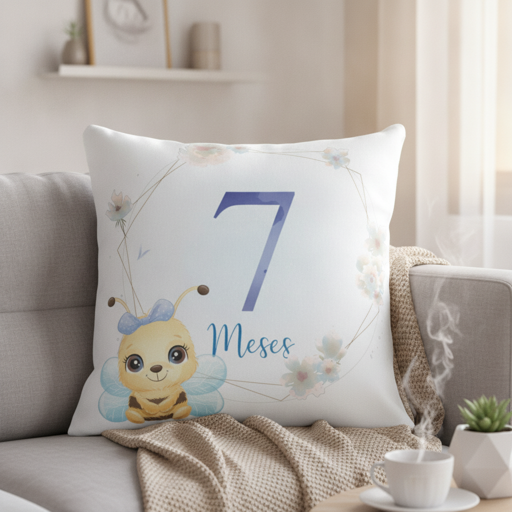 Almofada Mesversário Bebê Menina Infantil Mês 7 Safari Baby
