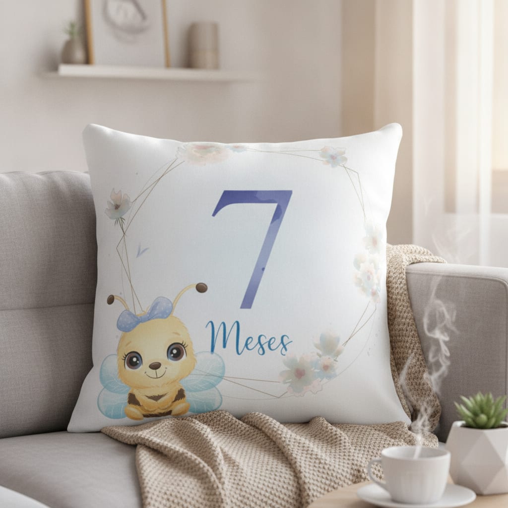 Almofada Mesversário Bebê Menina Infantil Mês 7 Safari Baby