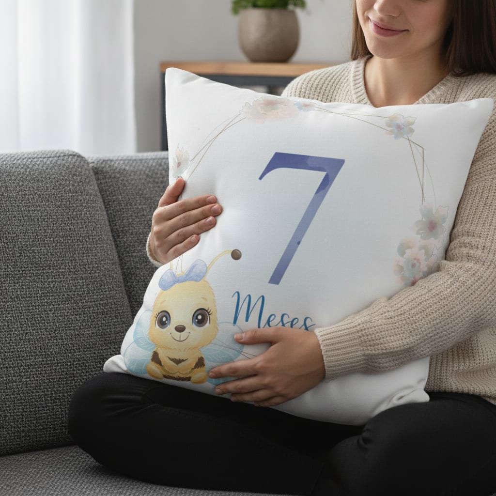 Almofada Mesversário Bebê Menina Infantil Mês 7 Safari Baby