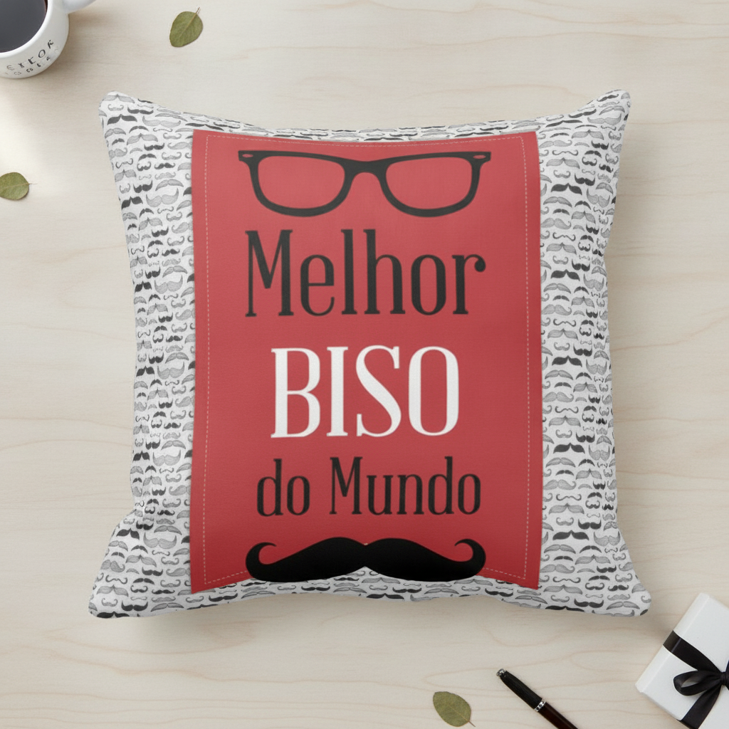 Almofada Presente Criativo Com Frase Melhor Biso Do Mundo - Família (Biso/Bisavô)