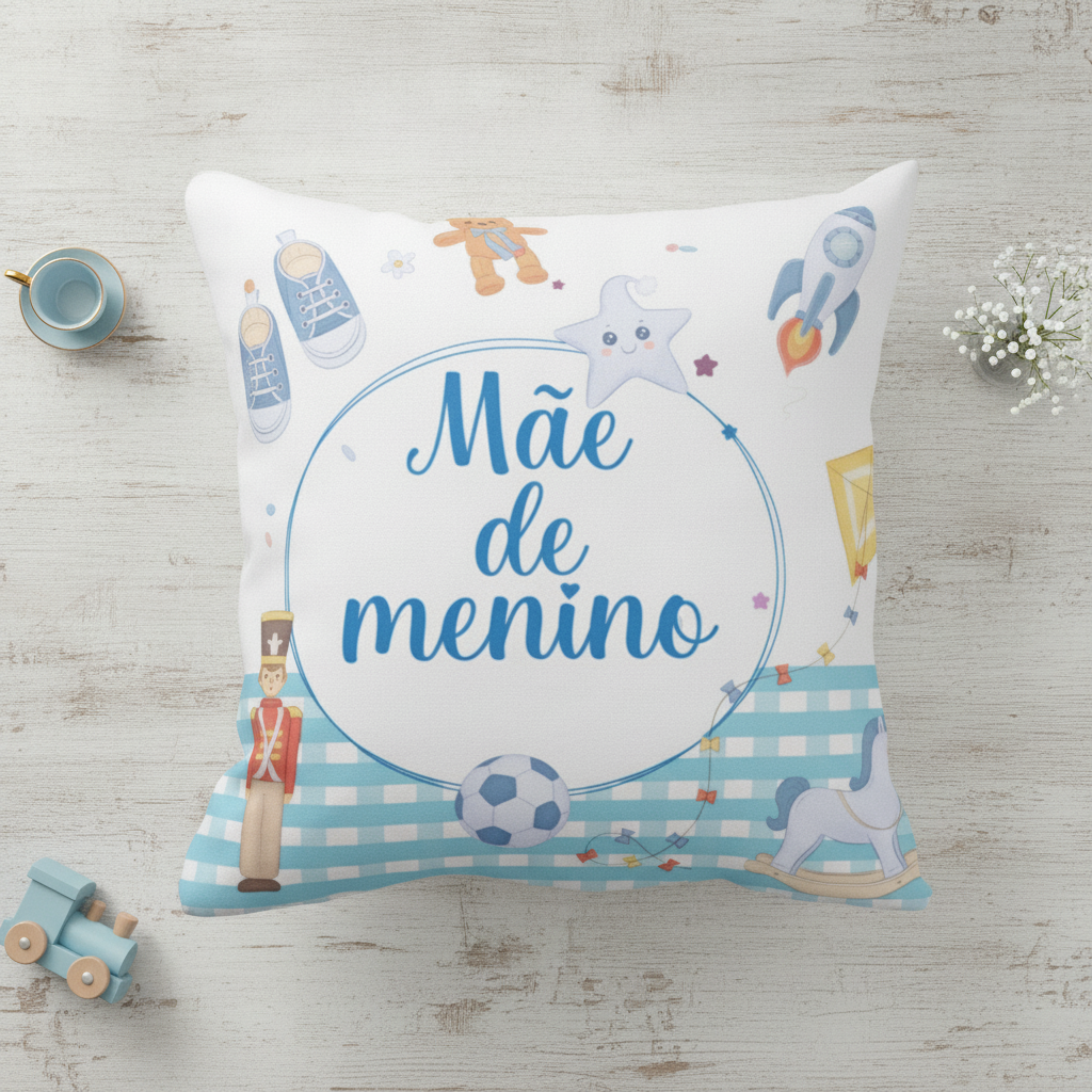Almofada Presente Criativo Mãe De Menino - Mundo Azul - Família (Mãe)