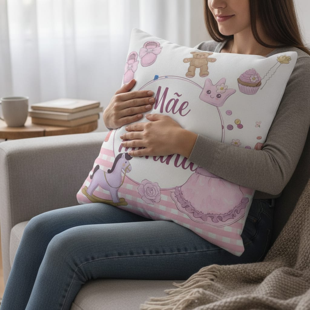 Almofada Presente Criativo Para Mãe De Menina - Mundo Rosa