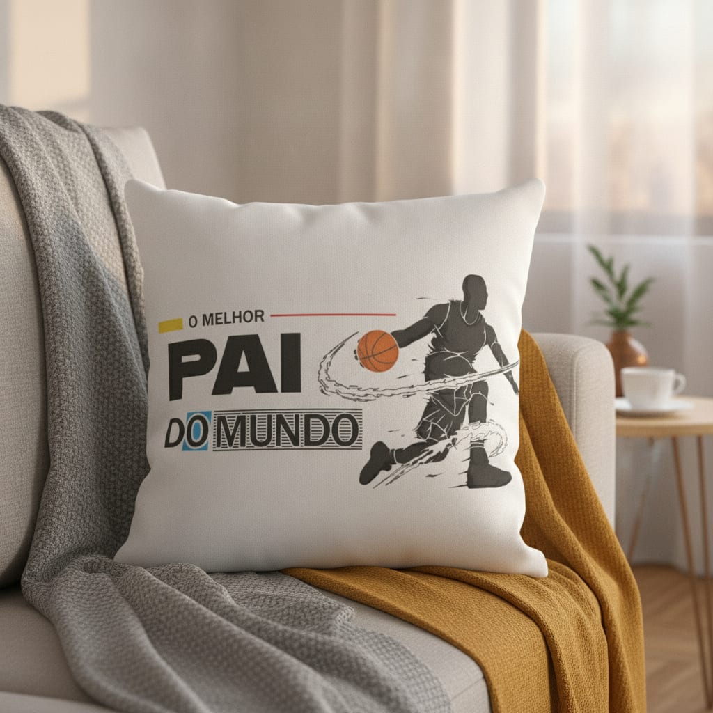 Almofada Presente Decorativo de Basquete Melhor Pai do Mundo