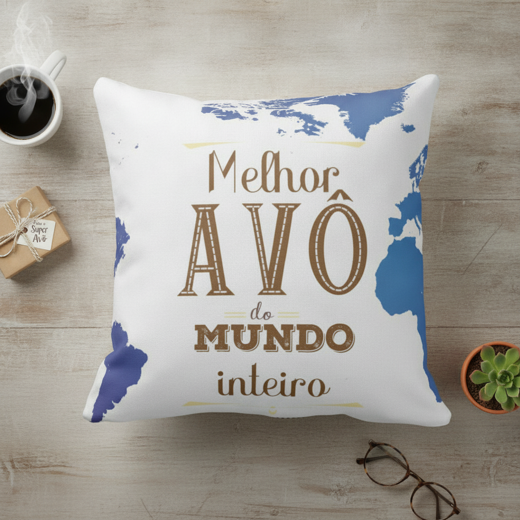 Almofada Presente Divertido para Melhor Avô do Mundo Inteiro - Família (Avô)