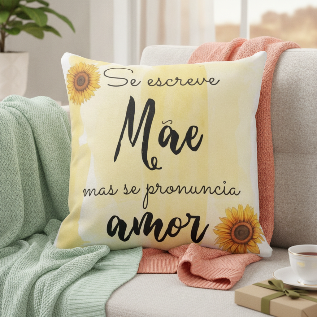 Almofada Presente Mãe Aniversário Dia das Mães - Amor de Mãe