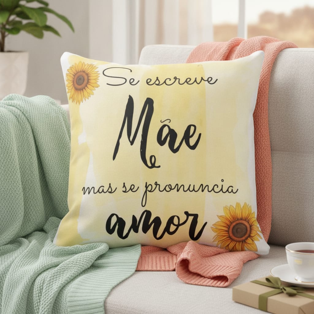 Almofada Presente Mãe Aniversário Dia das Mães - Amor de Mãe