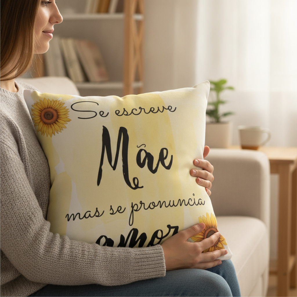 Almofada Presente Mãe Aniversário Dia das Mães - Amor de Mãe