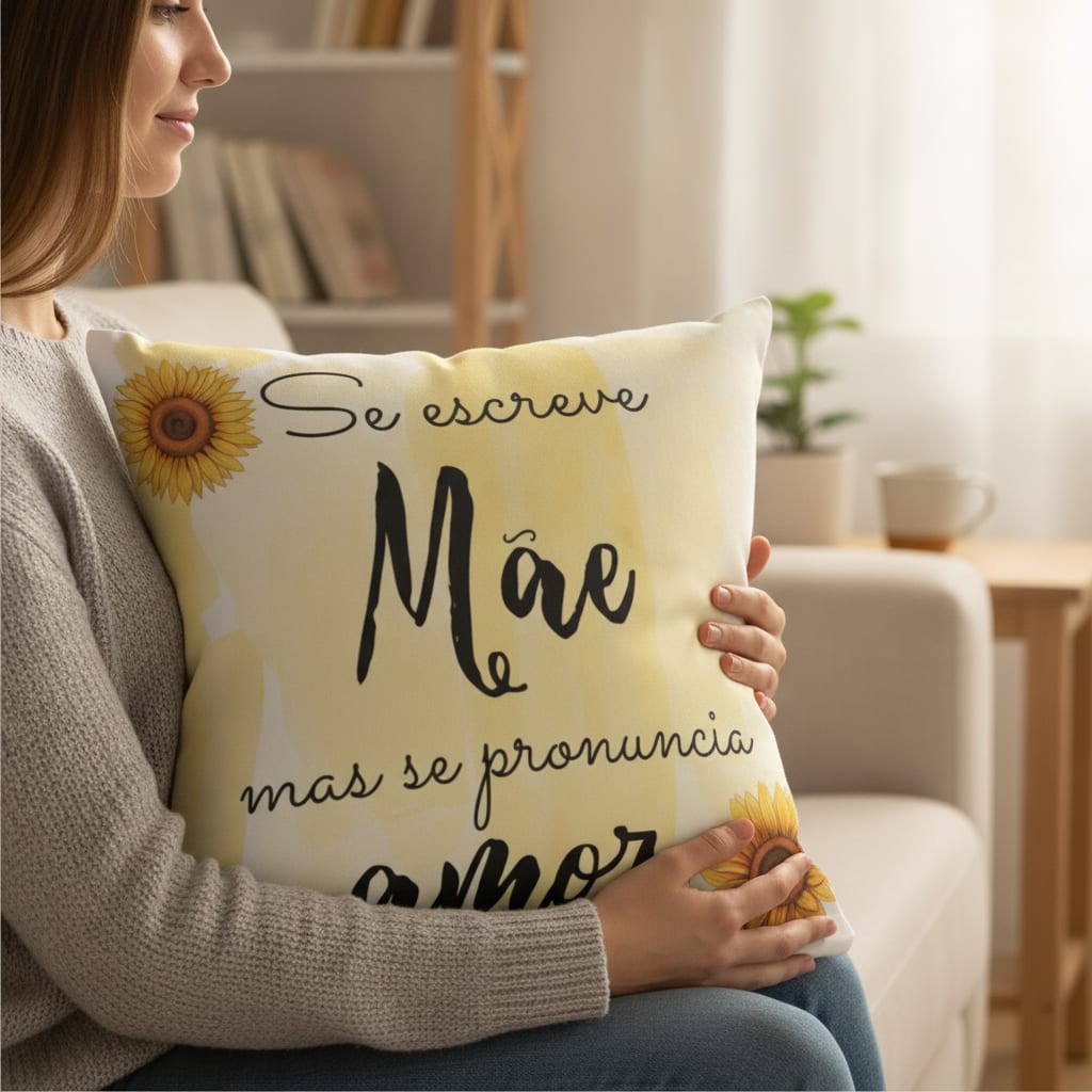 Almofada Presente Mãe Aniversário Dia das Mães - Amor de Mãe