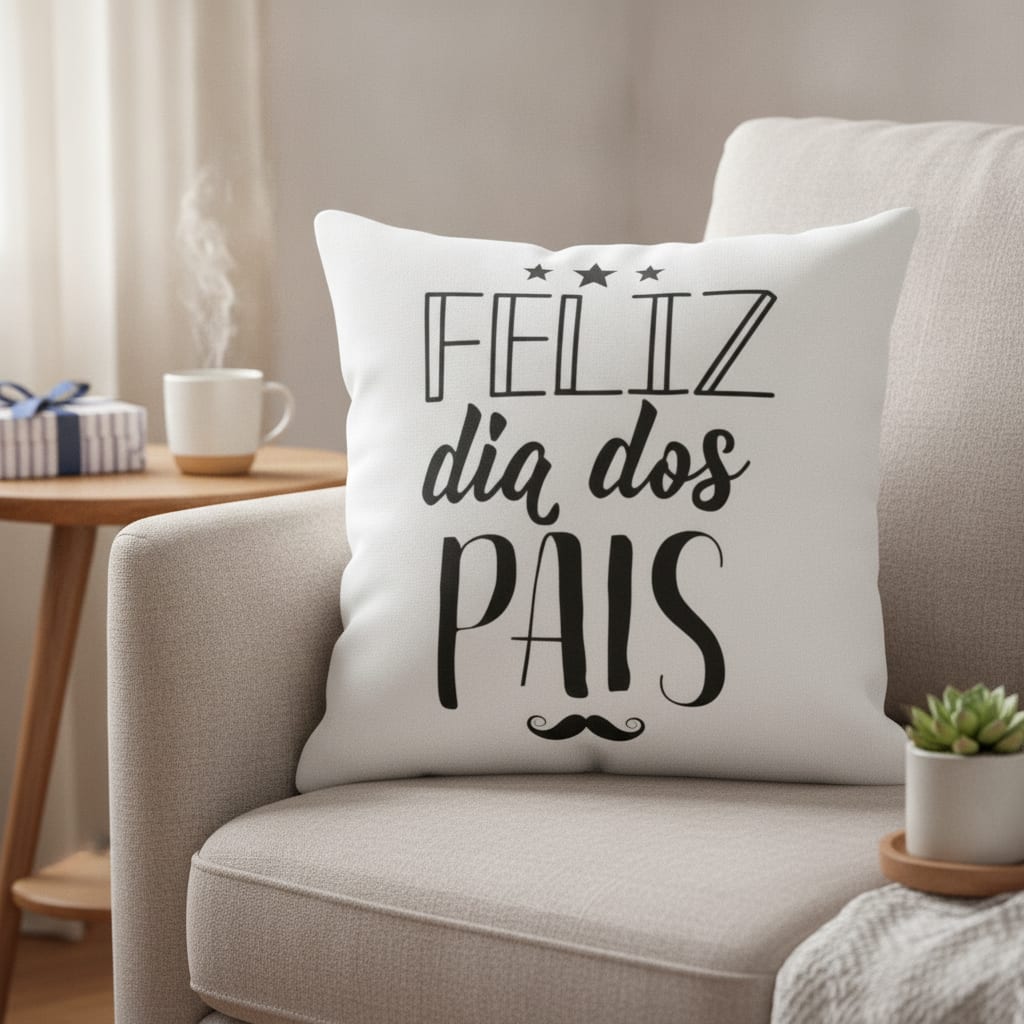 Almofada Presente Personalizado Com Frase Feliz Dia Dos Pais