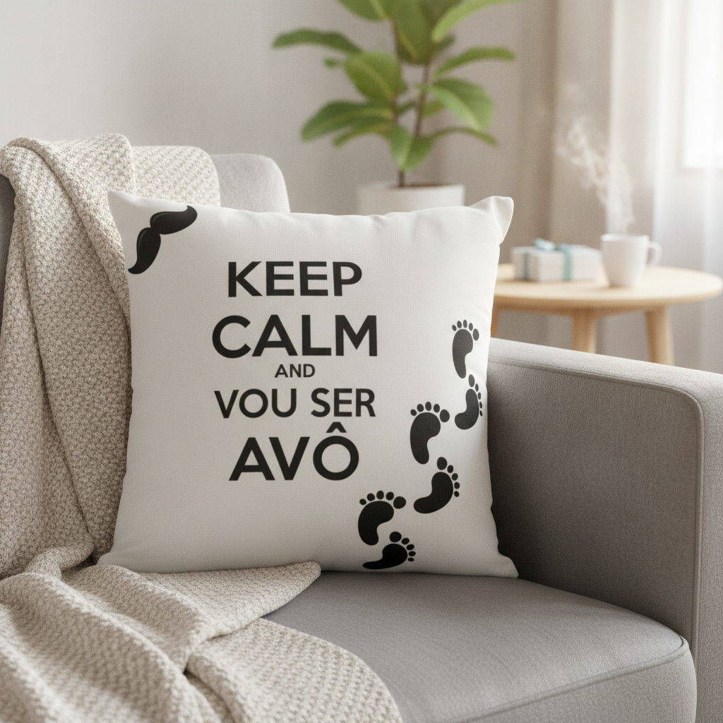 Almofada Surpresa De Gravidez Keep Calm And Vou Ser Avô - Anúncio de Gravidez (Pai/Vovô)
