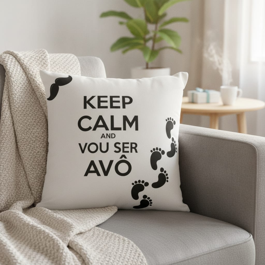 Almofada Surpresa De Gravidez Keep Calm And Vou Ser Avô - Anúncio de Gravidez (Pai/Vovô)