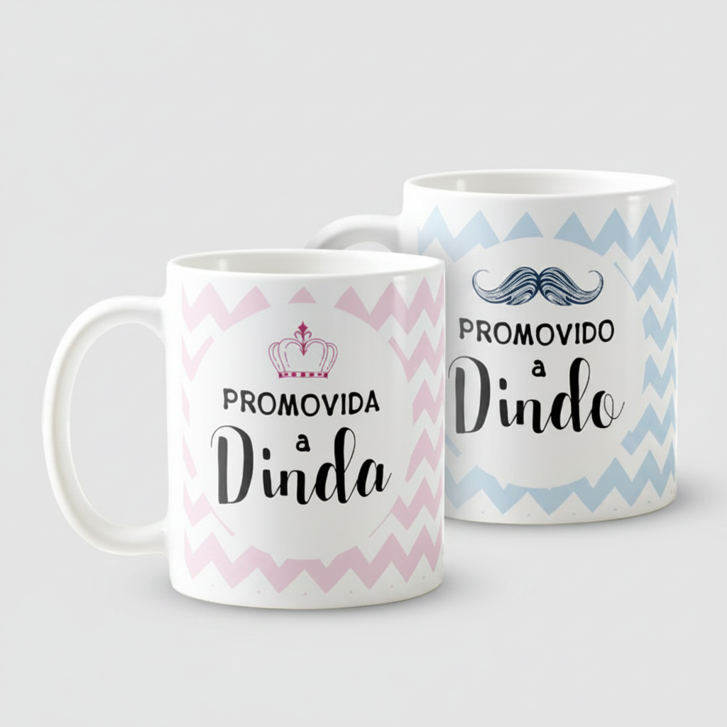 Kit Canecas Lembrança Padrinhos Batizado Crisma Dindo Dinda