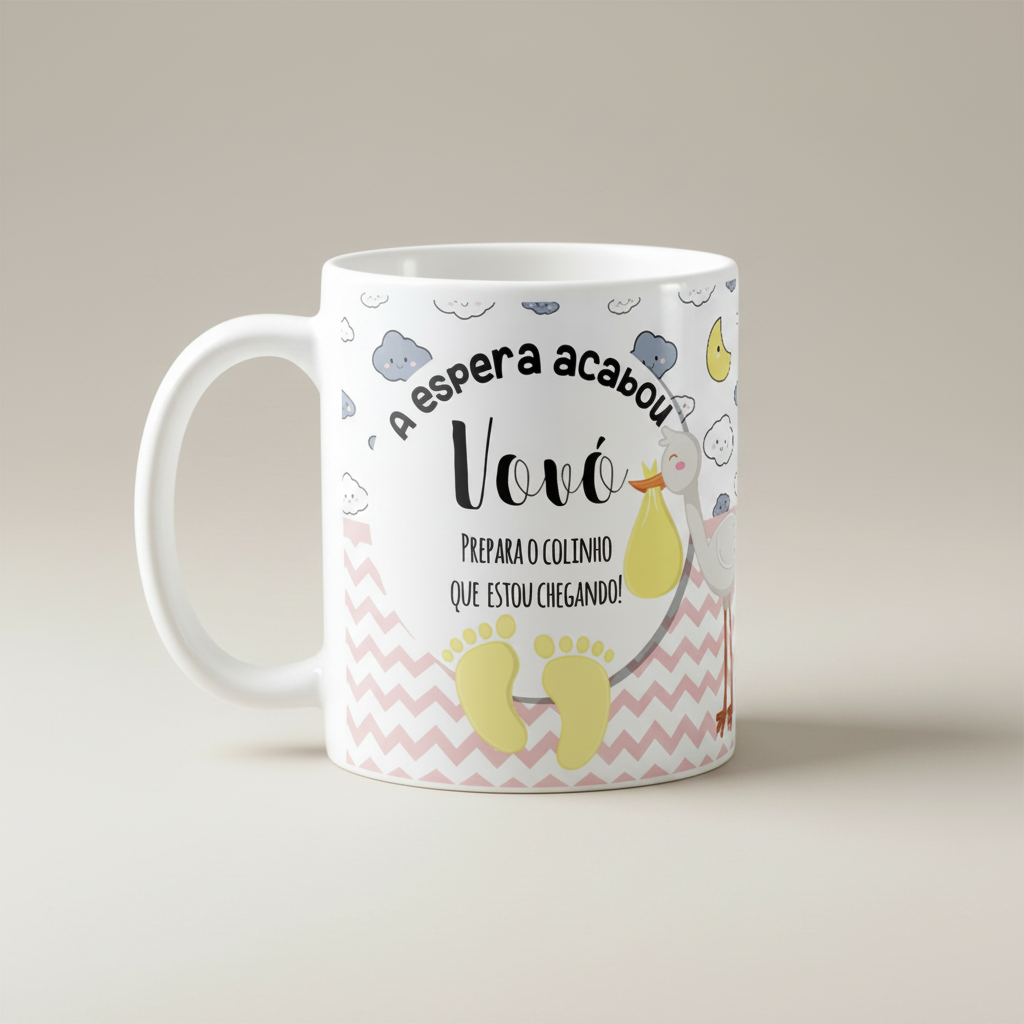 Caneca Gravidez Presente Avó Vovó Prepara o Colinho