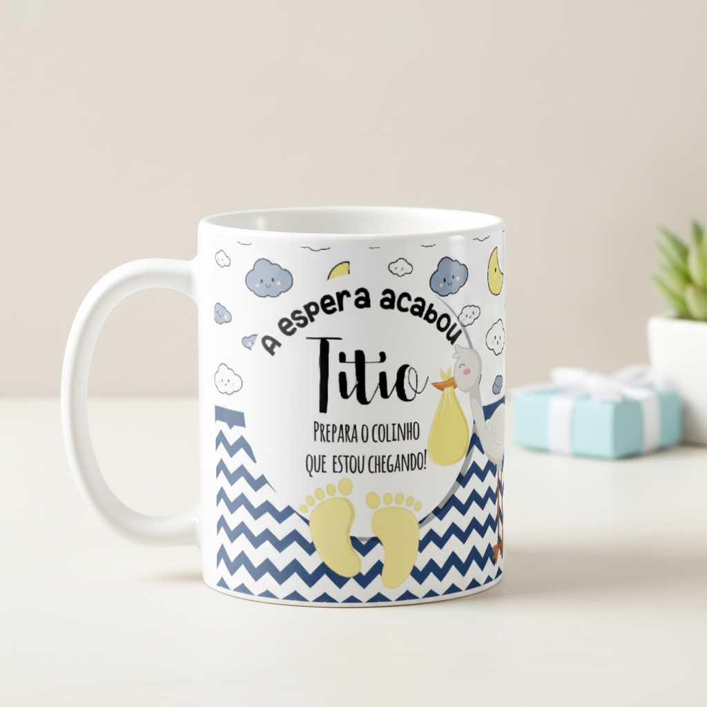 Caneca Tio Prepara o Colinho Titio Surpresa Gravidez - Família (Tio)
