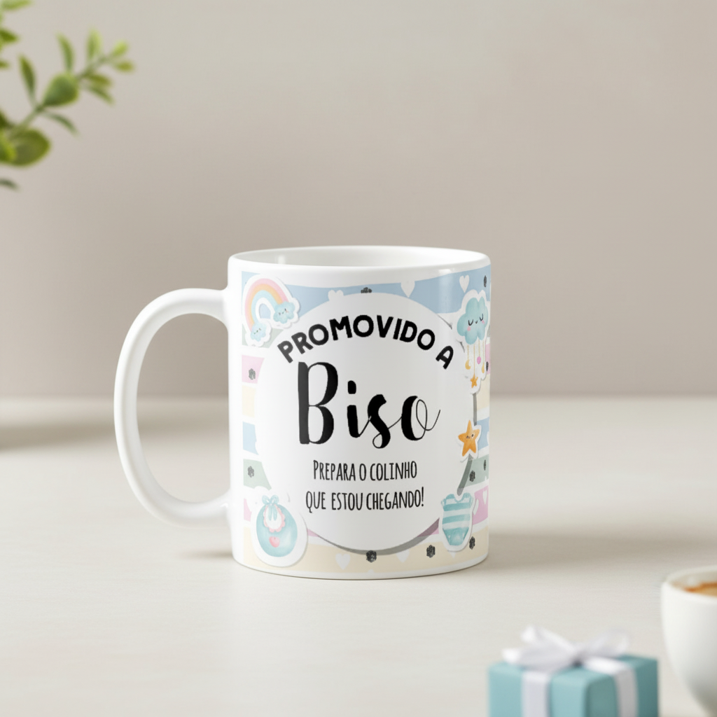 Caneca Presente Anúncio De Gravidez Gestação Para Bisa Avô - Anúncio de Gravidez (Avós)