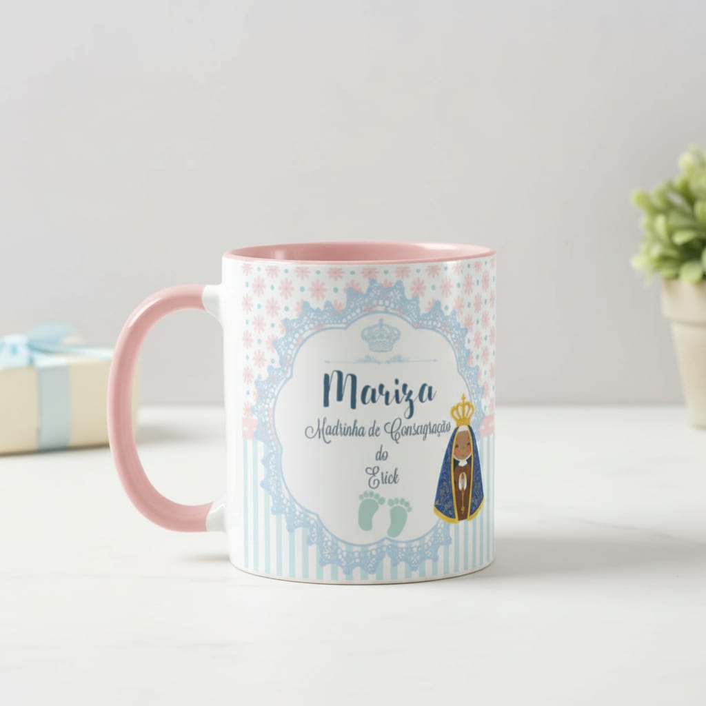 Caneca Rosa Presente Madrinha De Consagração com Nomes