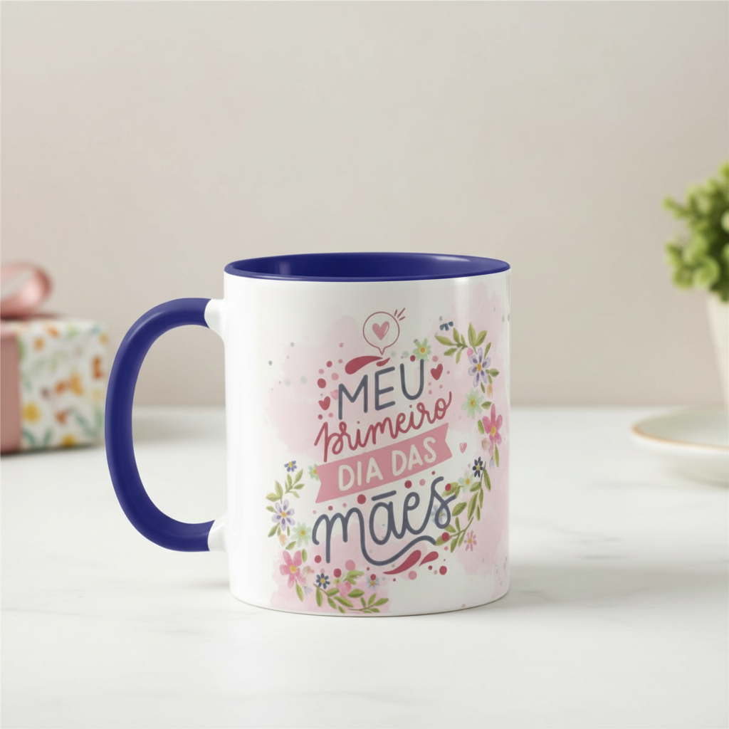 Caneca Presente Criativo Especial Meu Primeiro Dia das Mães - Família (Mãe)