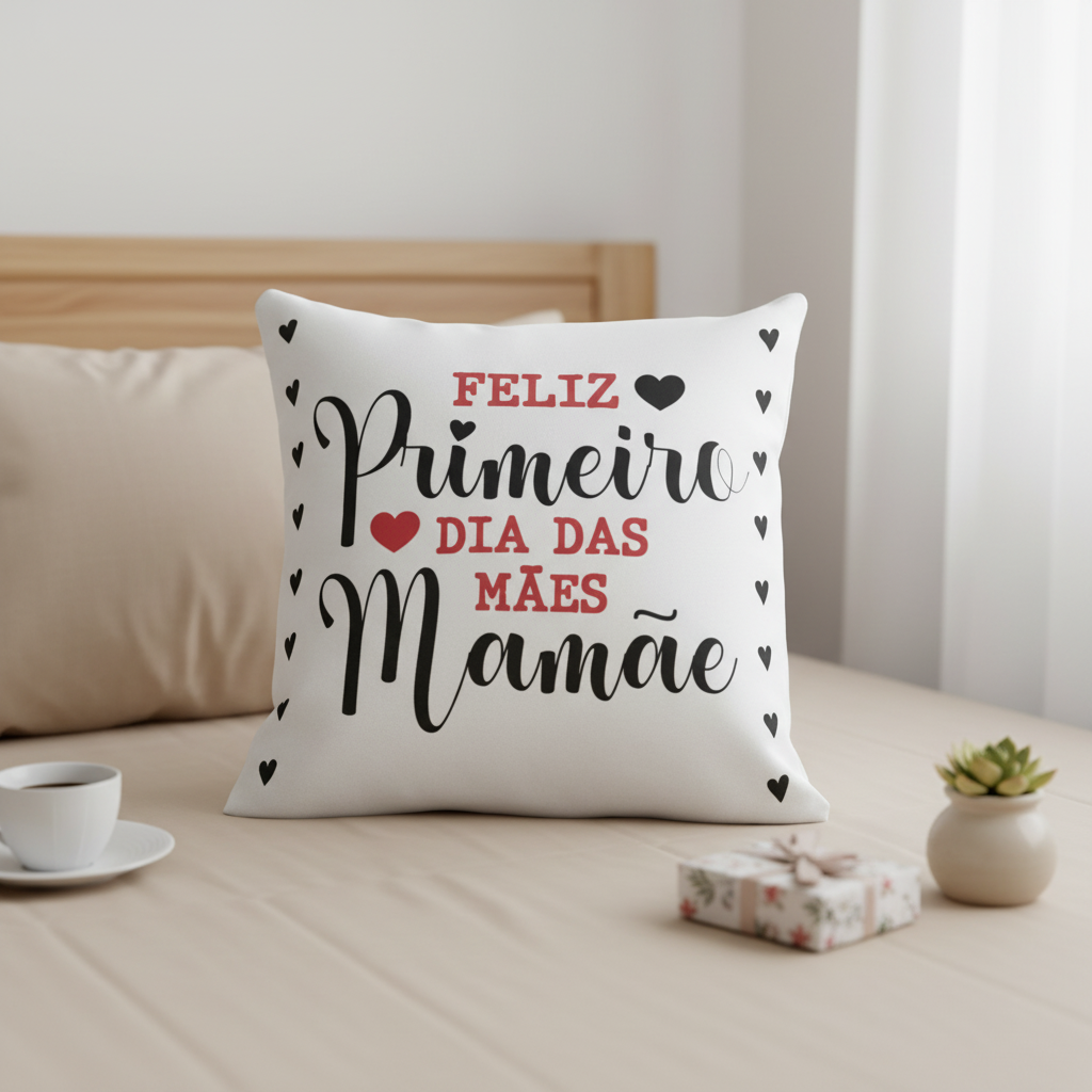 Almofada de Dia das Mães Feliz Primeiro Dia das Mães Mamãe - Família (Mãe)