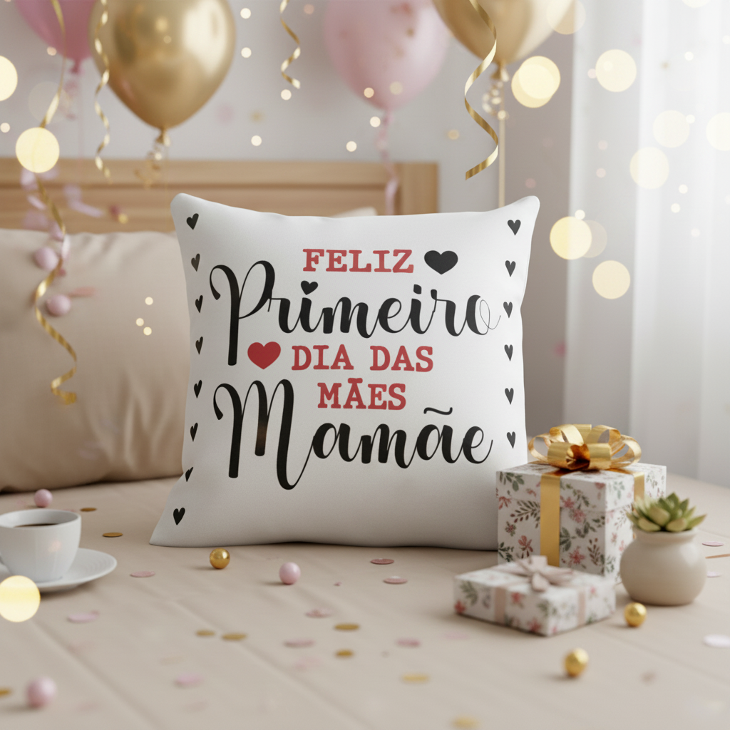 Almofada de Dia das Mães Feliz Primeiro Dia das Mães Mamãe