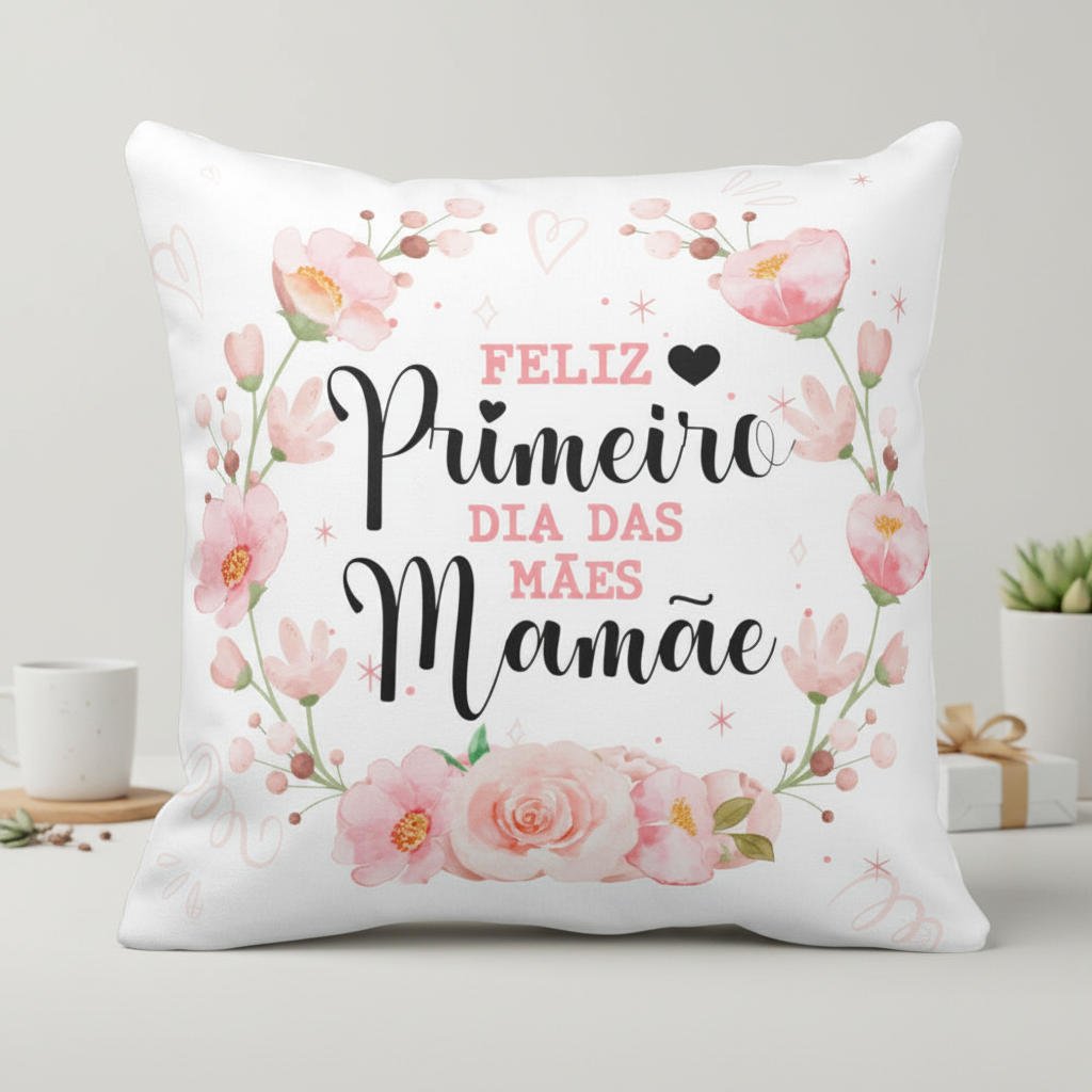 Almofada para Presente Criativo Primeiro Dia das Mães Mamãe