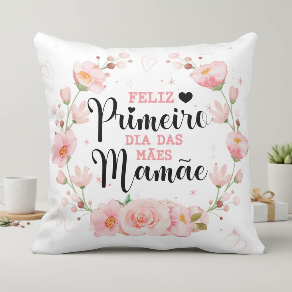 Almofada para Presente Criativo Primeiro Dia das Mães Mamãe - Família (Mãe)