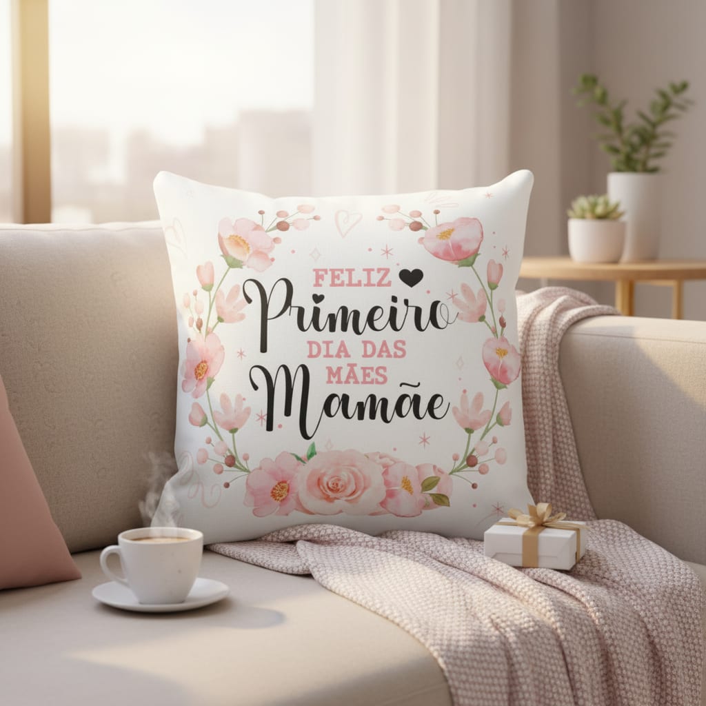 Almofada para Presente Criativo Primeiro Dia das Mães Mamãe