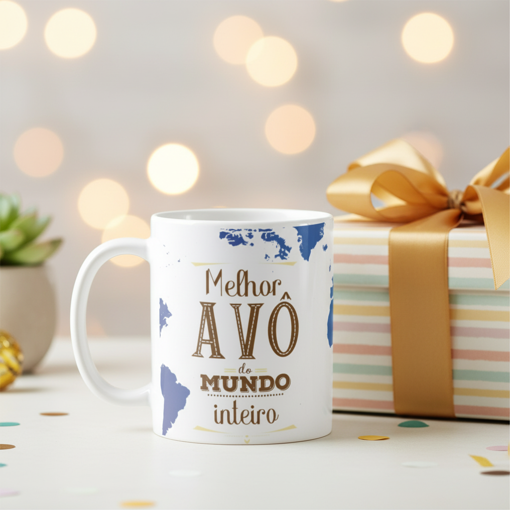 Caneca Presente Dia dos Avós para Melhor Avô do Mundo - Família (Avô)