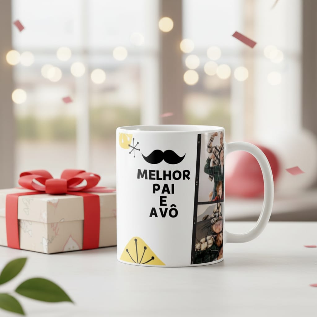 Caneca Personalizada com Foto para Melhor Pai e Avô - Família (Avô)