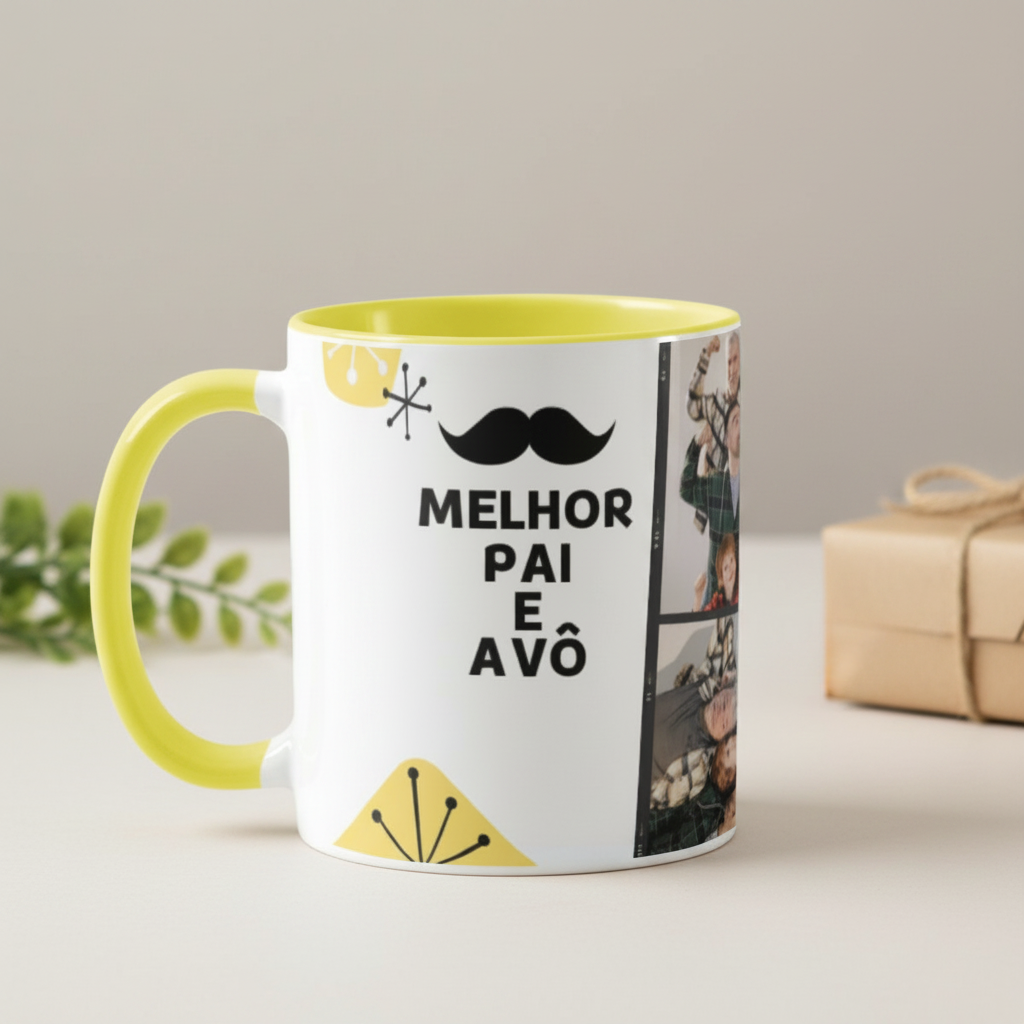 Caneca Personalizada Presente com Foto para Melhor Pai e Avô - Família (Avô)
