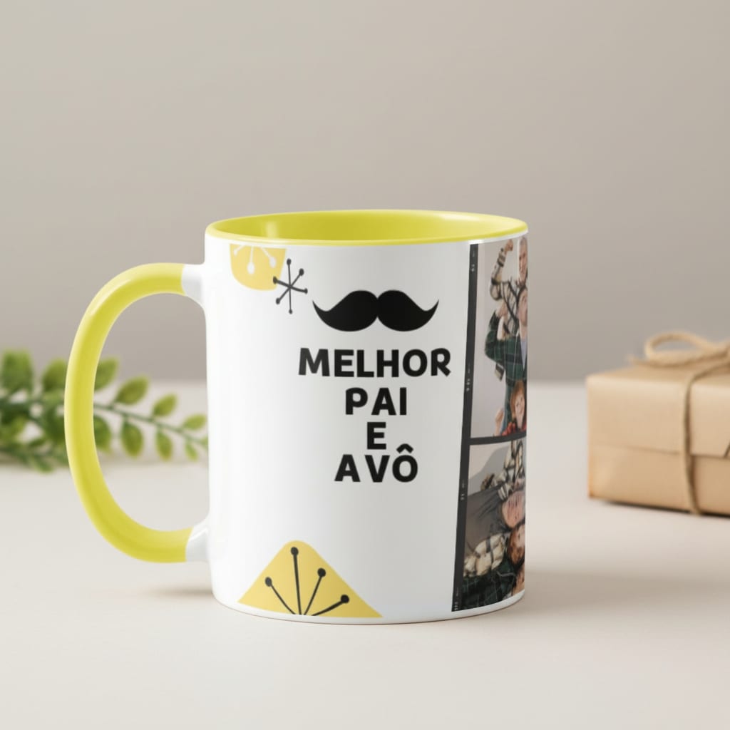 Caneca Personalizada Presente com Foto para Melhor Pai e Avô - Família (Avô)