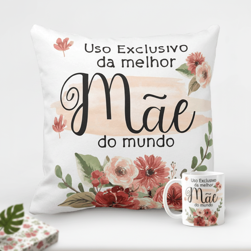 Kit Presente Mãe | Almofada E Caneca Personalizada Uso Exclusivo
