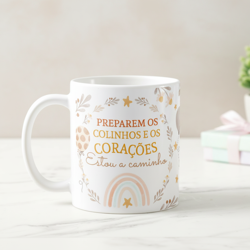 Caneca Delicada Presente para Revelar Gravidez a Família - Anúncio de Gravidez (Família/Geral)
