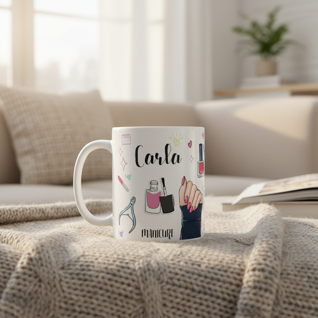 Caneca Personalizada Presente Criativo Manicure com Nome - Profissões (Manicure)