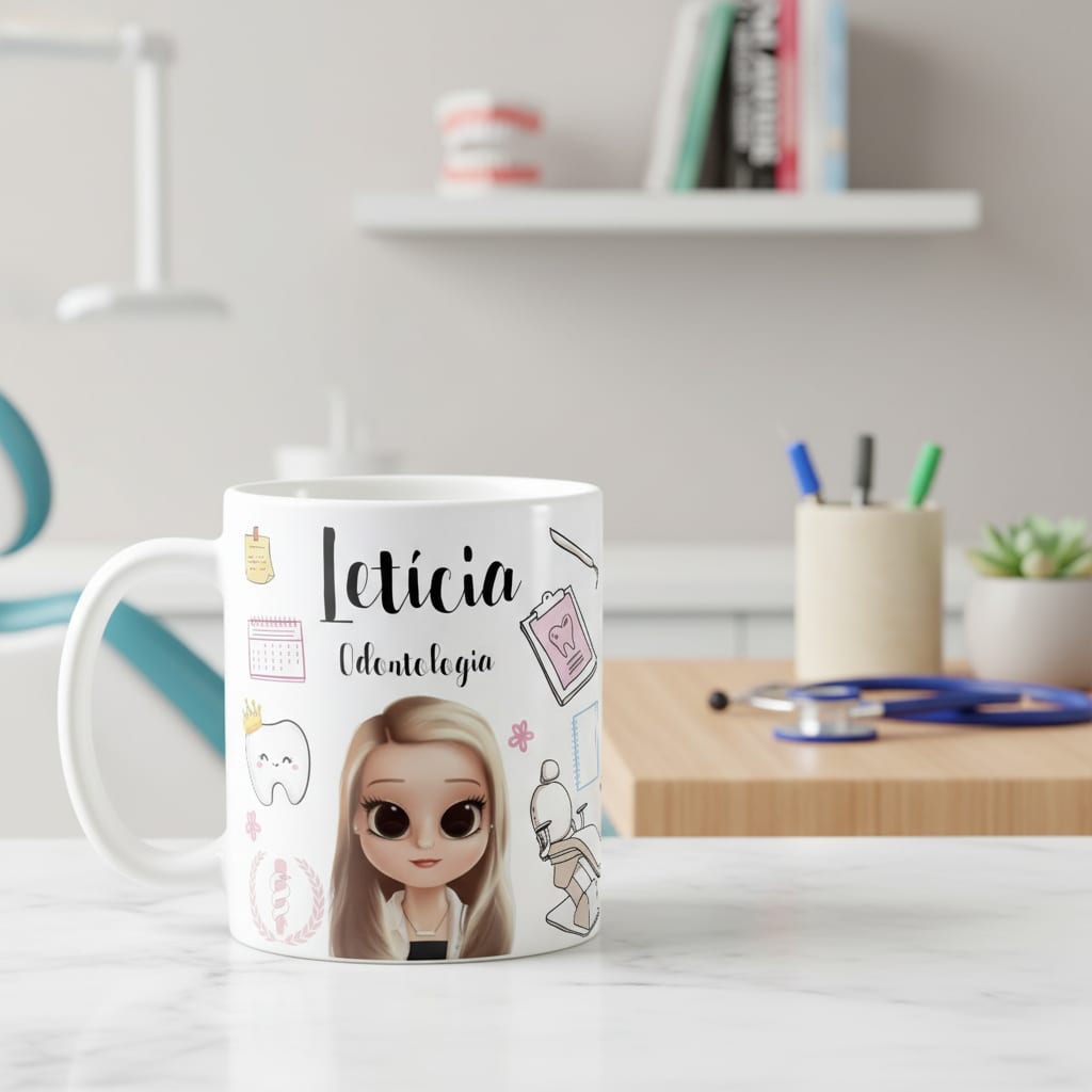 Caneca Personalizada Presente Odontologia com Avatar