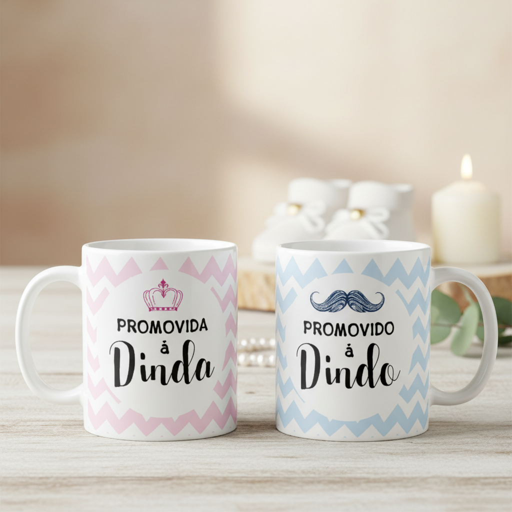 Kit Canecas Lembrança Padrinhos Batizado Crisma Dindo Dinda - Batizado (Padrinho e Madrinha)