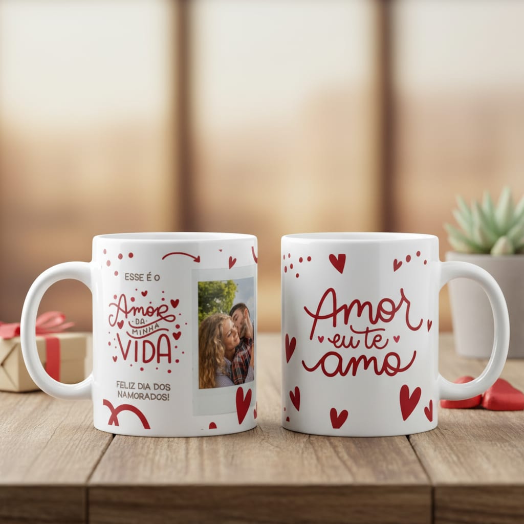 Kit Almofada e Caneca Presente com Foto Declaração ao Amor