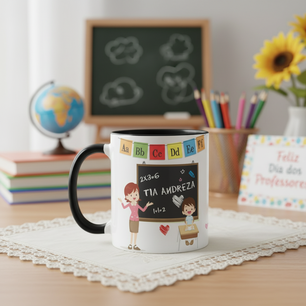 Caneca Personalizada Dia das Professoras com Nome e Mensagem - Dia dos Professores (Professores)