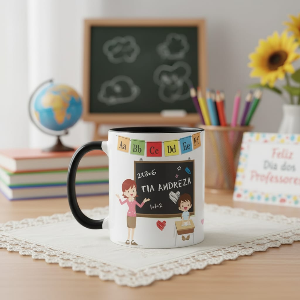 Caneca Personalizada Dia das Professoras com Nome e Mensagem - Dia dos Professores (Professor(a))