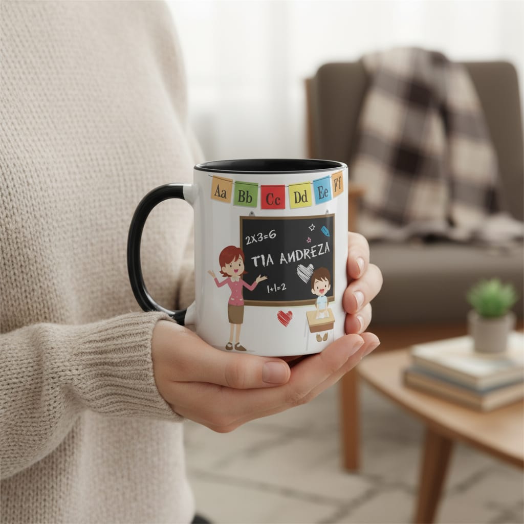 Caneca Personalizada Dia das Professoras com Nome e Mensagem