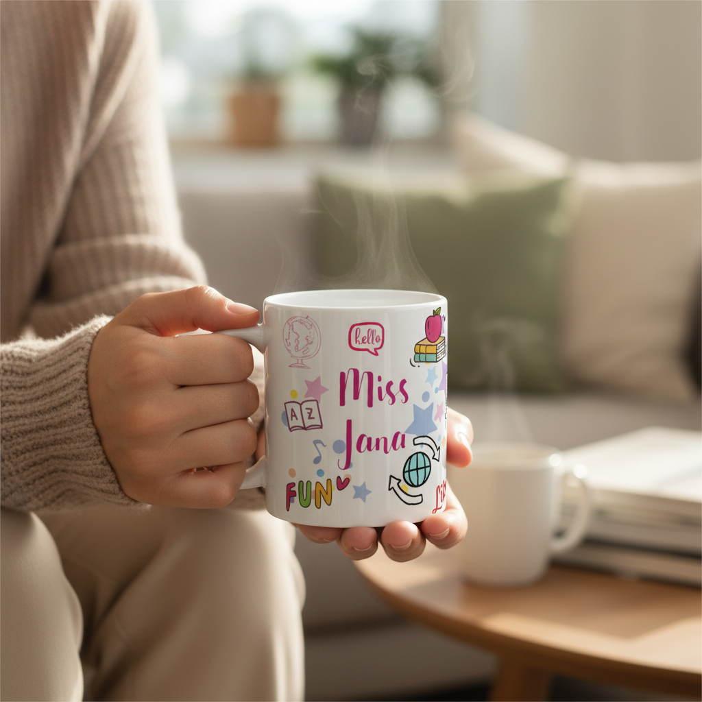 Caneca Personalizada para Miss Teacher Professora de Inglês