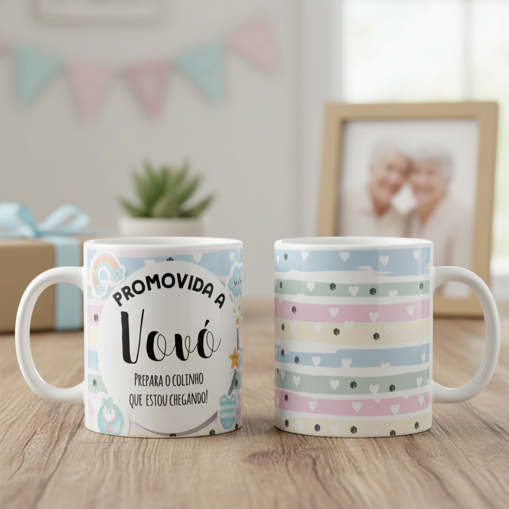 Caneca Anunciar Gravidez – Presente Promovida a Vovó Pronta Entrega - Anúncio de Gravidez (Avós)