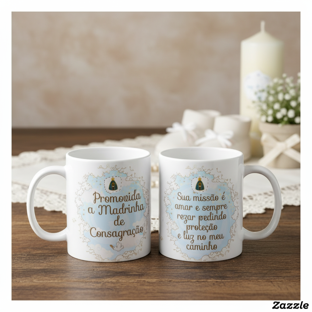 Caneca Personalizada Madrinha de Consagração Xicara Batizado - Batizado (Madrinha de Consagração)