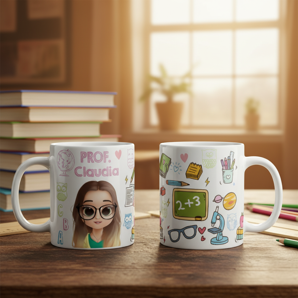 Caneca Dia dos Professores Presente Alunos para Professoras - Profissões (Professor(a))