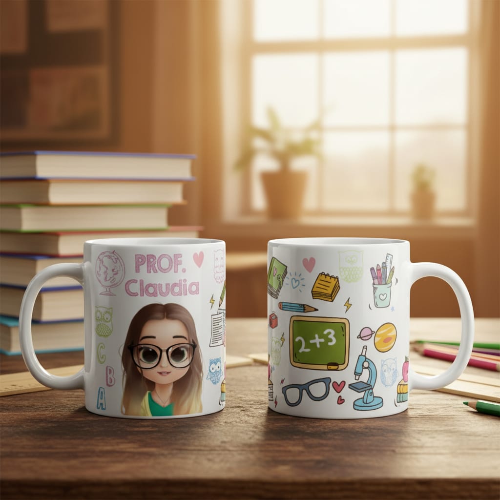 Caneca Dia dos Professores Presente Alunos para Professoras - Profissões (Professor(a))