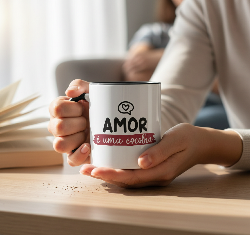 Caneca Personalizada Frase Escolhi Você de Dia dos Namorados