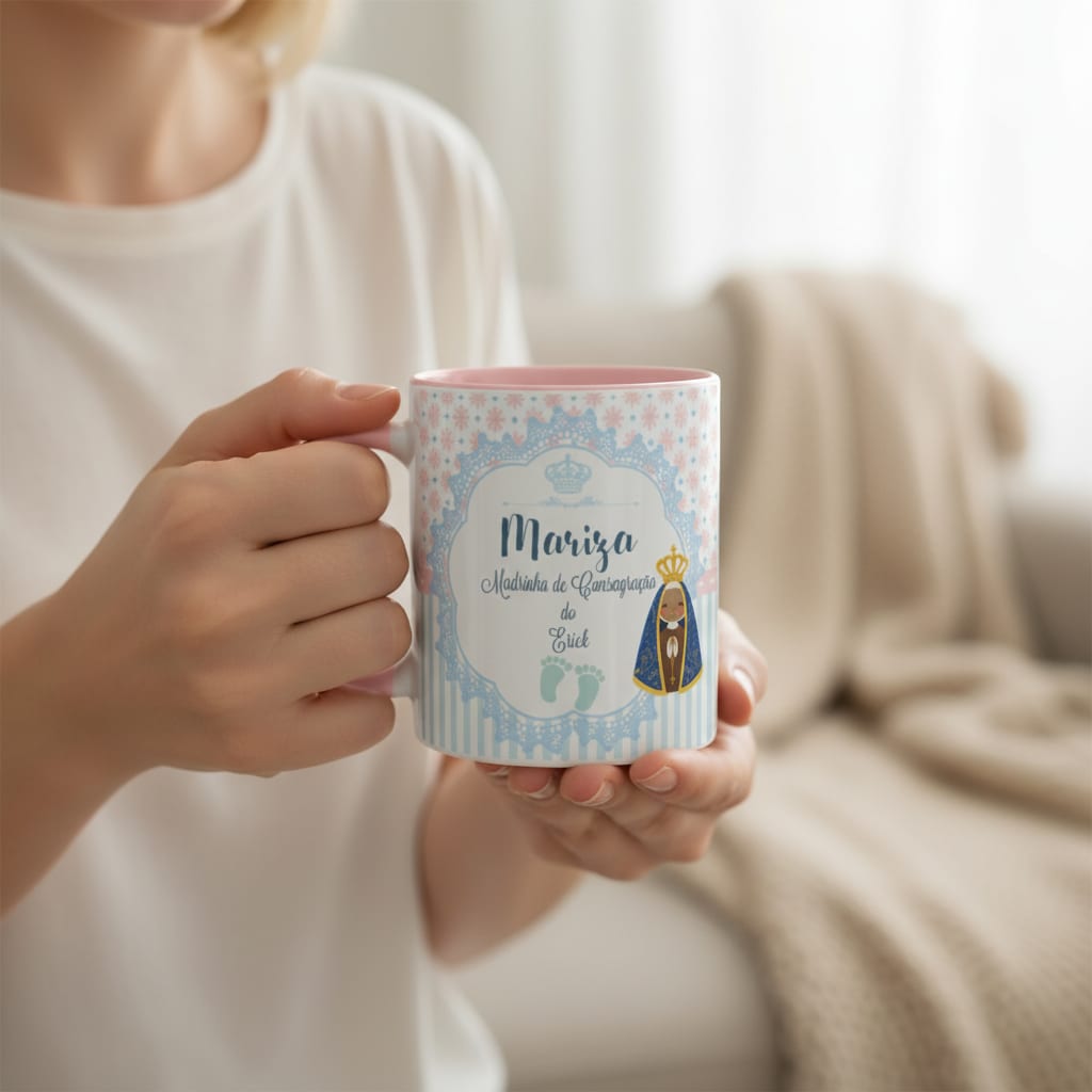 Caneca Rosa Presente Madrinha De Consagração com Nomes