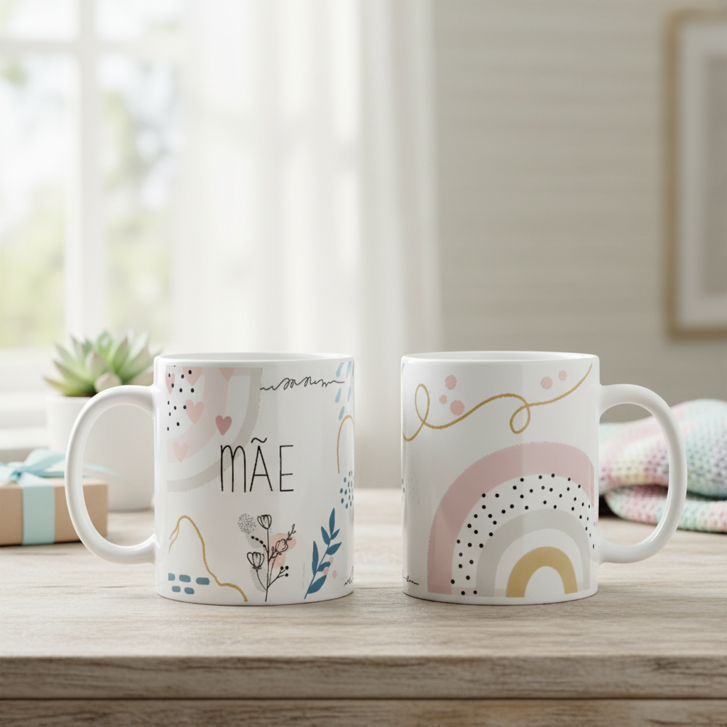 Caneca Feminina para Mãe Presente Minimalista Dia das Mães - Família (Mãe)