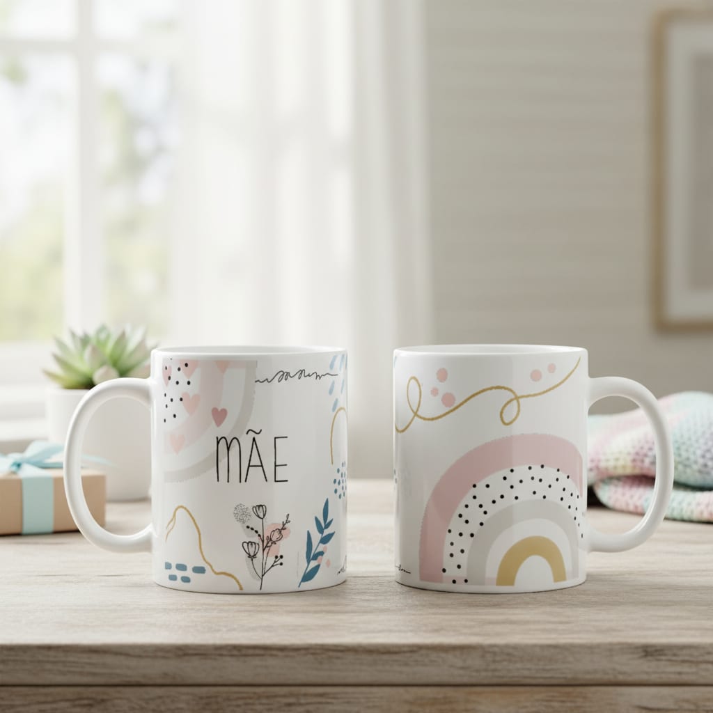 Caneca Feminina para Mãe Presente Minimalista Dia das Mães - Família (Mãe)