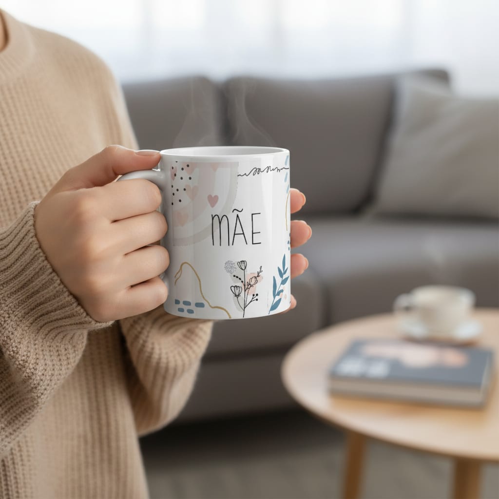 Caneca Feminina para Mãe Presente Minimalista Dia das Mães