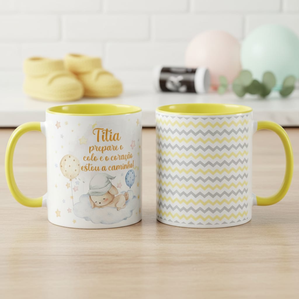 Caneca Presente Criativo Anunciar Gravidez Família - Titia - Anúncio de Gravidez (Tia)